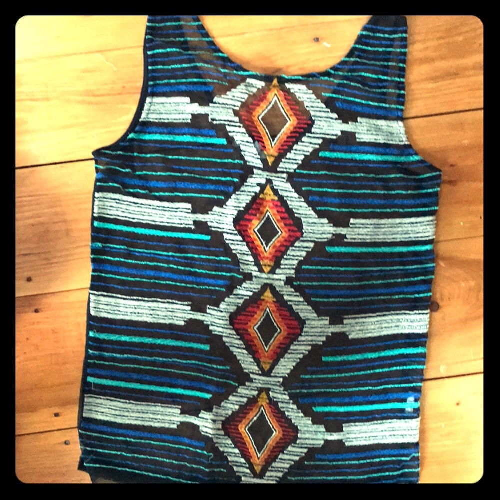 Zara geometric embroidered tank